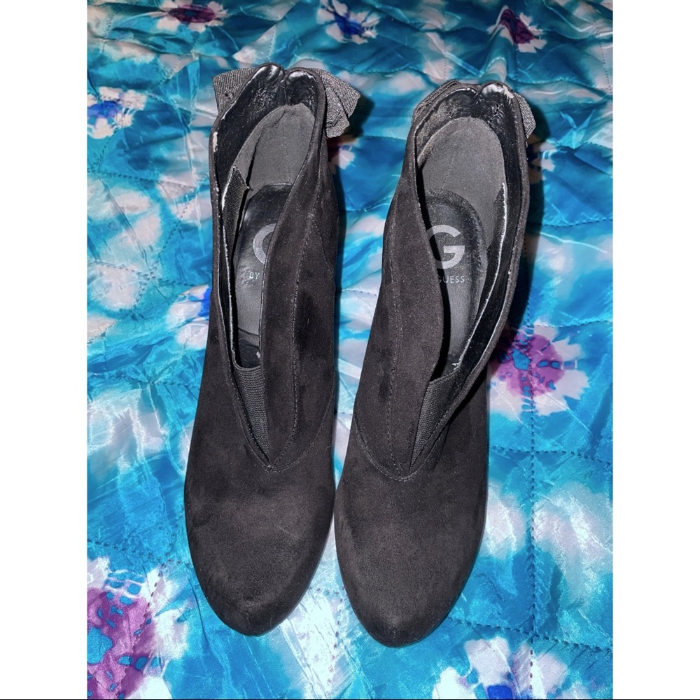 Guess Black Lace-up Bow Heels